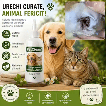 Soluție Curățare Urechi PetClean - Urechi curate pentru câini și pisici
