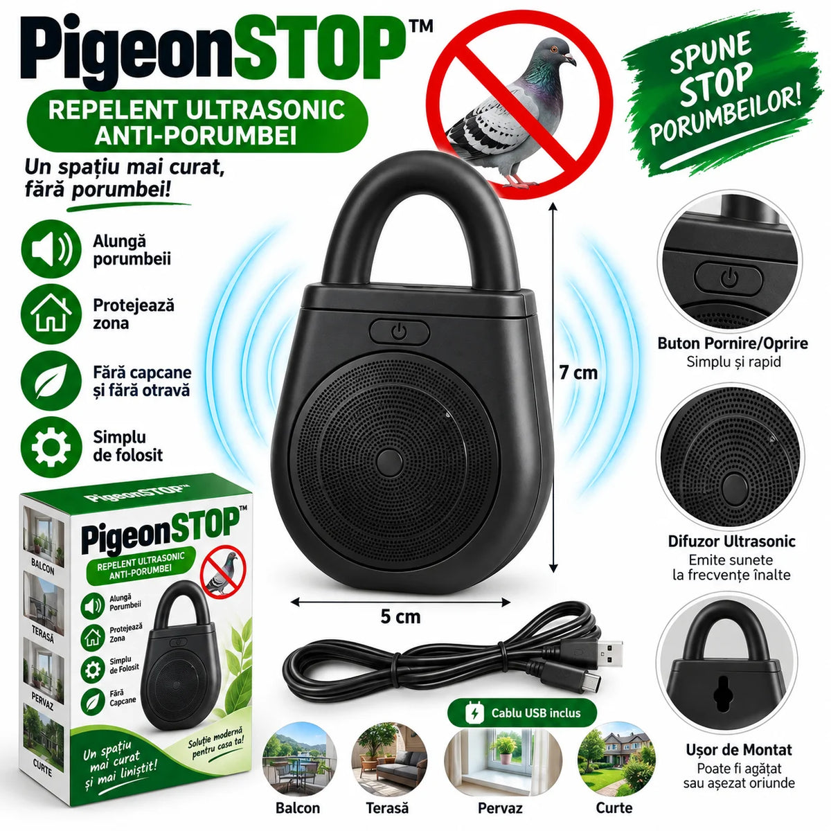 Repelent Ultrasonic Anti-Porumbei PigeonSTOP