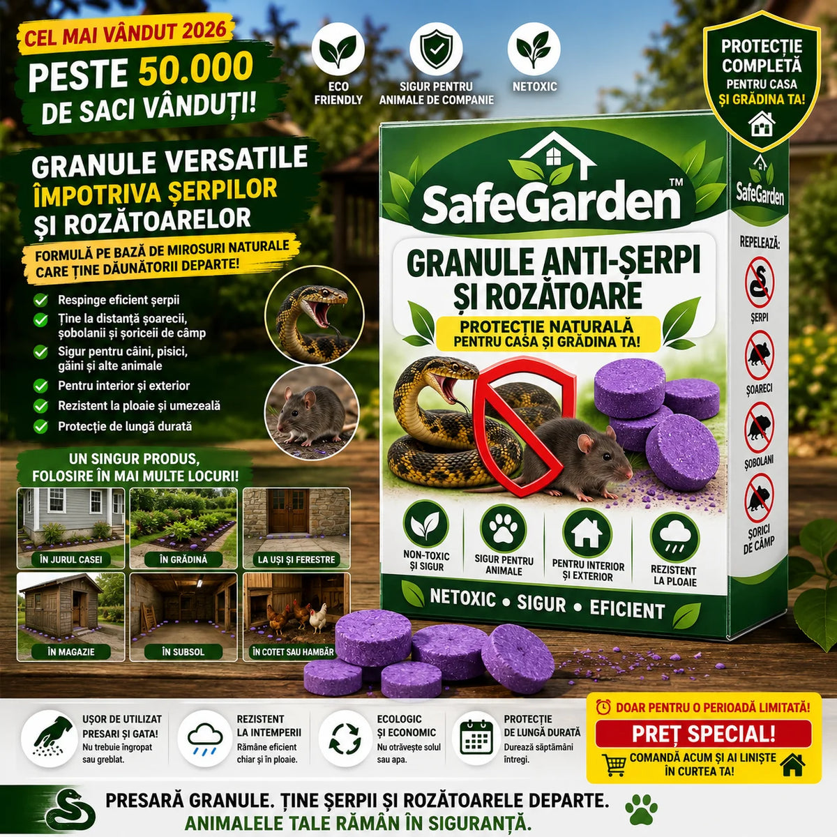 Granule Anti-Șerpi și Rozătoare SafeGarden