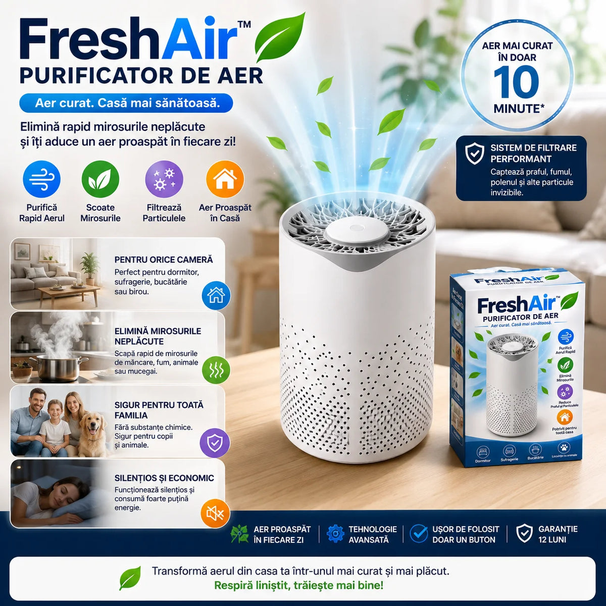 Purificator de Aer FreshAir – Aer Curat și Fără Mirosuri