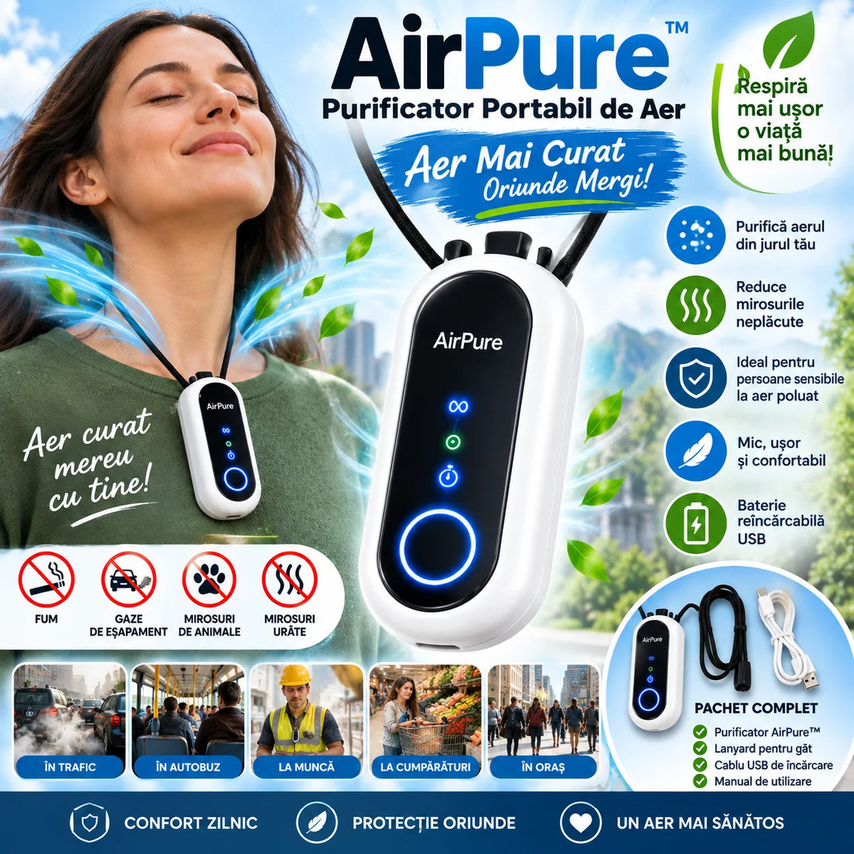 Purificator Portabil AirPure – Aer Mai Curat Oriunde