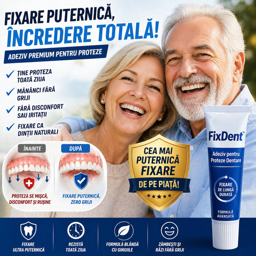 Adeziv Puternic pentru Proteze FixDent - Ține Proteza Lipită Toată Ziua!