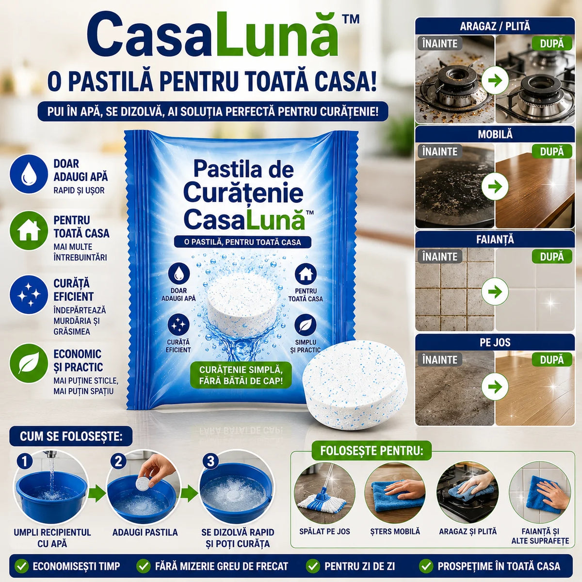 Pastila de Curățenie CasaLună – O Pastilă Pentru Toată Casa